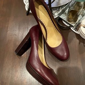 Coach Maroon Burgundy Block Heel Platform Pumps Sz 9.5 Heels